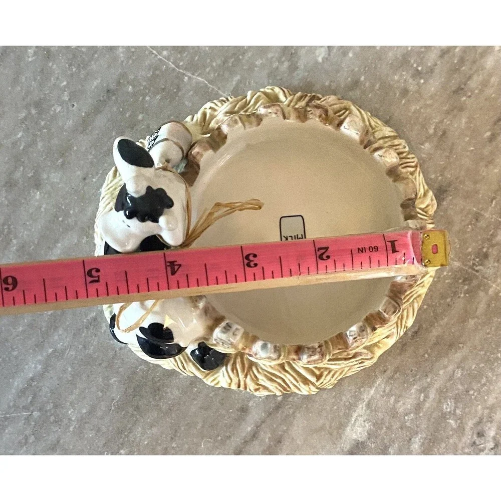 Vintage Ceramic Cow w Bell Milk Holder Farmhouse Decor Oh My Darling Cow - Picture 7 of 9